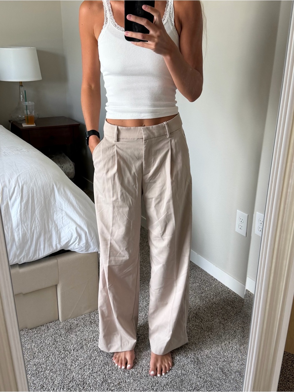 H&M Beige Wide-Leg Trousers